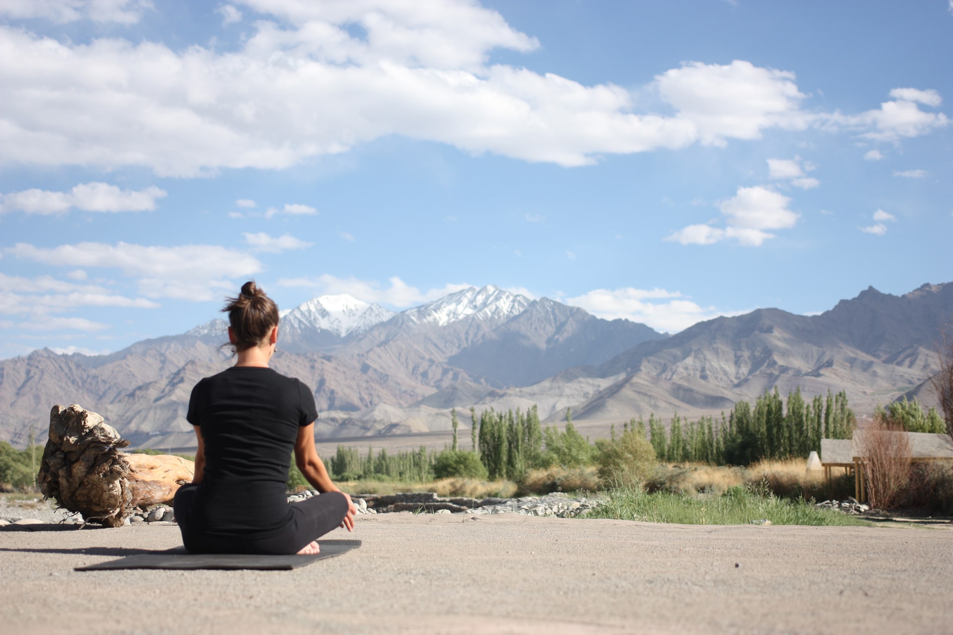 Yoga session with mountain views
